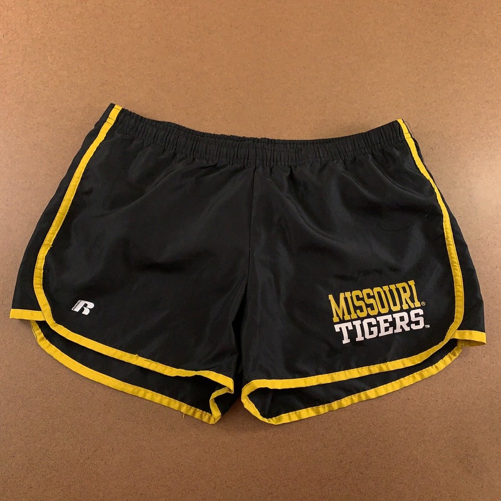 Missouri Tigers Russell Women's Large Black Gold Mesh Lined Athletic Shorts